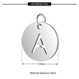 26 Initials Pendants 12mm A-Z Stainless Steel DIY Necklace Charm