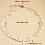 26 Letter Pearls Initial Necklace for Women Name Collars