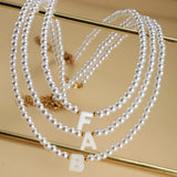 26 Letter Pearls Initial Necklace for Women Name Collars