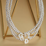 26 Letter Pearls Initial Necklace for Women Name Collars