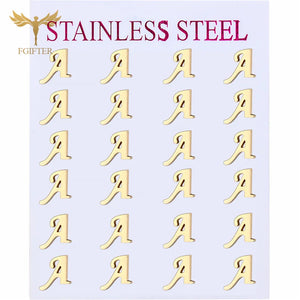 26 Letter Initial Earrings Golden Studs Set Ear Piercing Accessory