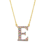Colorfol Zircon Crystal Pendant Necklace Initial Letter Women Necklace