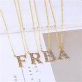 Colorfol Zircon Crystal Pendant Necklace Initial Letter Women Necklace