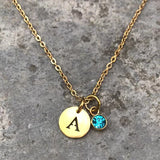 26 Letters Initial & Birthstone Necklace, Birthstone Jewelry, Gift for Daughter