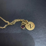 26 Letters Initial & Birthstone Necklace, Birthstone Jewelry, Gift for Daughter