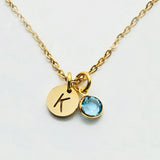 26 Letters Initial & Birthstone Necklace, Birthstone Jewelry, Gift for Daughter