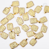 26 Letters Necklace Crystal Rhinestone Square Pendant Box Chain Jewelry GP441B