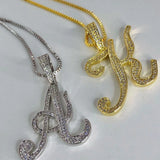 Crystal Letter Pendant Necklace For Women Alphabet Chain Choker Jewellery