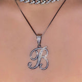 Crystal Letter Pendant Necklace For Women Alphabet Chain Choker Jewellery