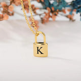 26 Letters Necklaces Stainless Steel Initial Necklace Lock Pendant