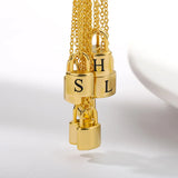 26 Letters Necklaces Stainless Steel Initial Necklace Lock Pendant