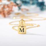 26 Letters Necklaces Stainless Steel Initial Necklace Lock Pendant