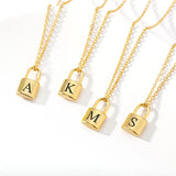 26 Letters Necklaces Stainless Steel Initial Necklace Lock Pendant