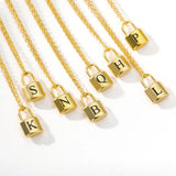26 Letters Necklaces Stainless Steel Initial Necklace Lock Pendant