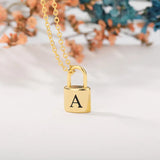 26 Letters Necklaces Stainless Steel Initial Necklace Lock Pendant