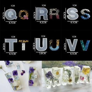 Crystal Epoxy English Letters Alphabet Silicone Mold Set DIY Jewelry UV Mold