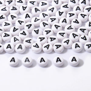 26 Acrylic Alphabet Beads 7mm Round Flat DIY Jewelry Making Bracelet Necklace