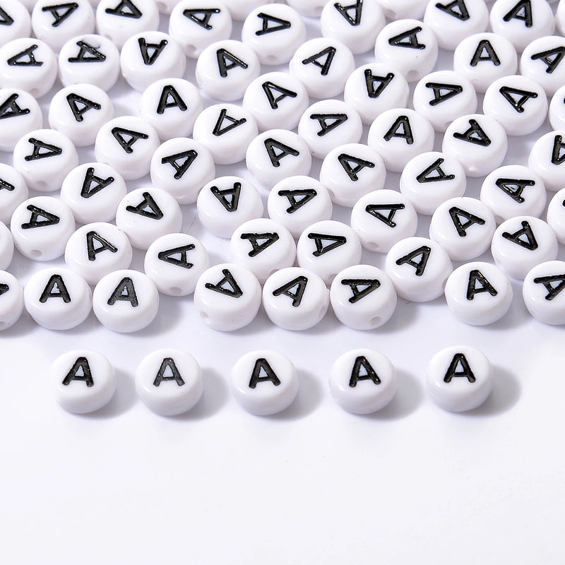26 Acrylic Alphabet Beads 7mm Round Flat DIY Jewelry Making Bracelet Necklace