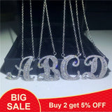 Superior Letters Pendant Cz 925 Sterling Silver Necklace for Women Bridal Party