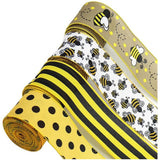 2.5in Hessian Bee Wired Edge Ribbon 26 Yards Crafting Decor