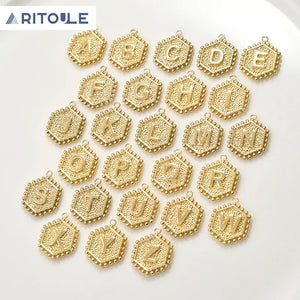14k Polygonal Love Tag DIY Bracelet Necklace Pendant Material