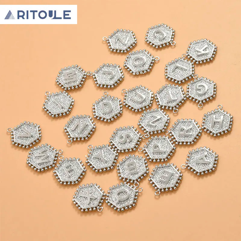 14k Polygonal Love Tag DIY Bracelet Necklace Pendant Material