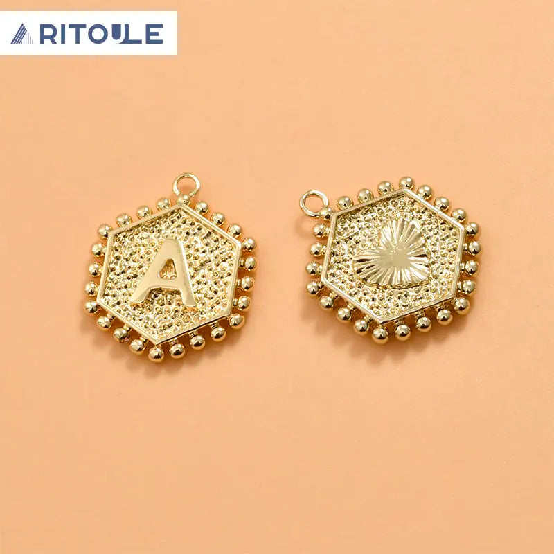 14k Polygonal Love Tag DIY Bracelet Necklace Pendant Material