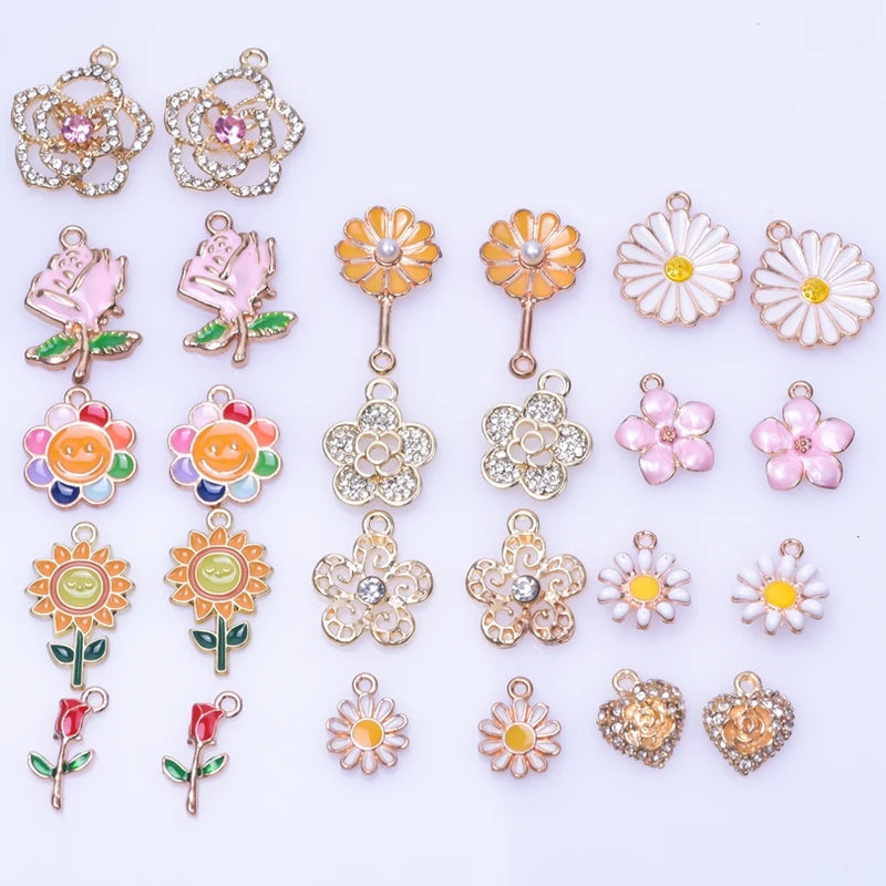26 pcs Mixed Flowers Charms for DIY Jewelry Making Earrings Necklace