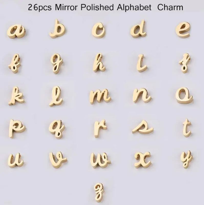 Stainless Steel Letter A-Z Mirror Polished Bead 1.8mm Hole