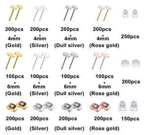 2600Pcs DIY Earring Making Kit Repair Tools Alloy
