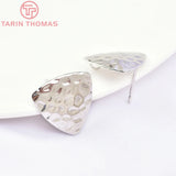 10PCS 17x17MM 24K Triangle Stud Earrings for DIY Jewelry Making