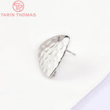 10PCS 17x17MM 24K Triangle Stud Earrings for DIY Jewelry Making
