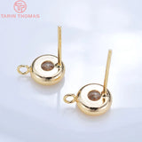 6PCS 4MM-8MM Brass Zircon Hooks Stud Earrings Pins