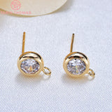 6PCS 4MM-8MM Brass Zircon Hooks Stud Earrings Pins