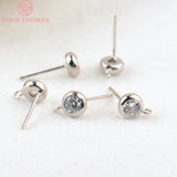 6PCS 4MM-8MM Brass Zircon Hooks Stud Earrings Pins
