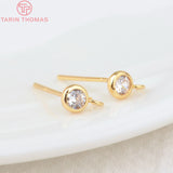 6PCS 4MM-8MM Brass Zircon Hooks Stud Earrings Pins