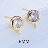 6PCS 4MM-8MM Brass Zircon Hooks Stud Earrings Pins