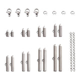 260pcs Stainless Steel Crimp End Beads Clasp Buckles DIY Jewelry Making