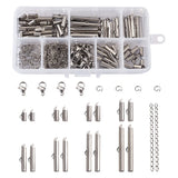 260pcs Stainless Steel Crimp End Beads Clasp Buckles DIY Jewelry Making