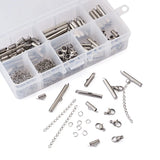 260pcs Stainless Steel Crimp End Beads Clasp Buckles DIY Jewelry Making
