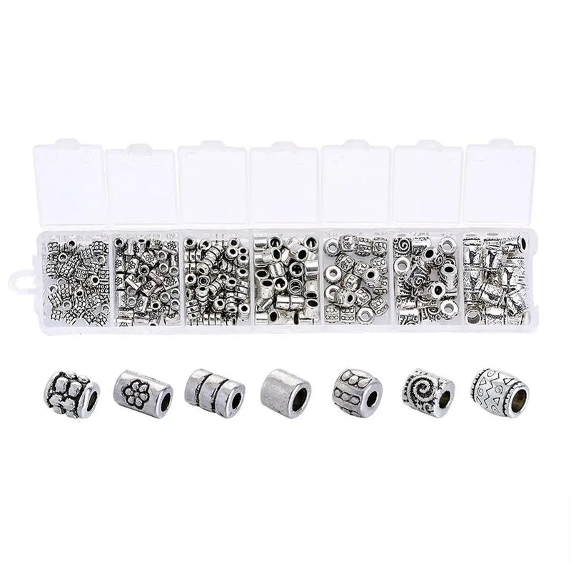 260pcs Tibetan Style Alloy Spacer Beads Antique Silver DIY Mixed Large Hole