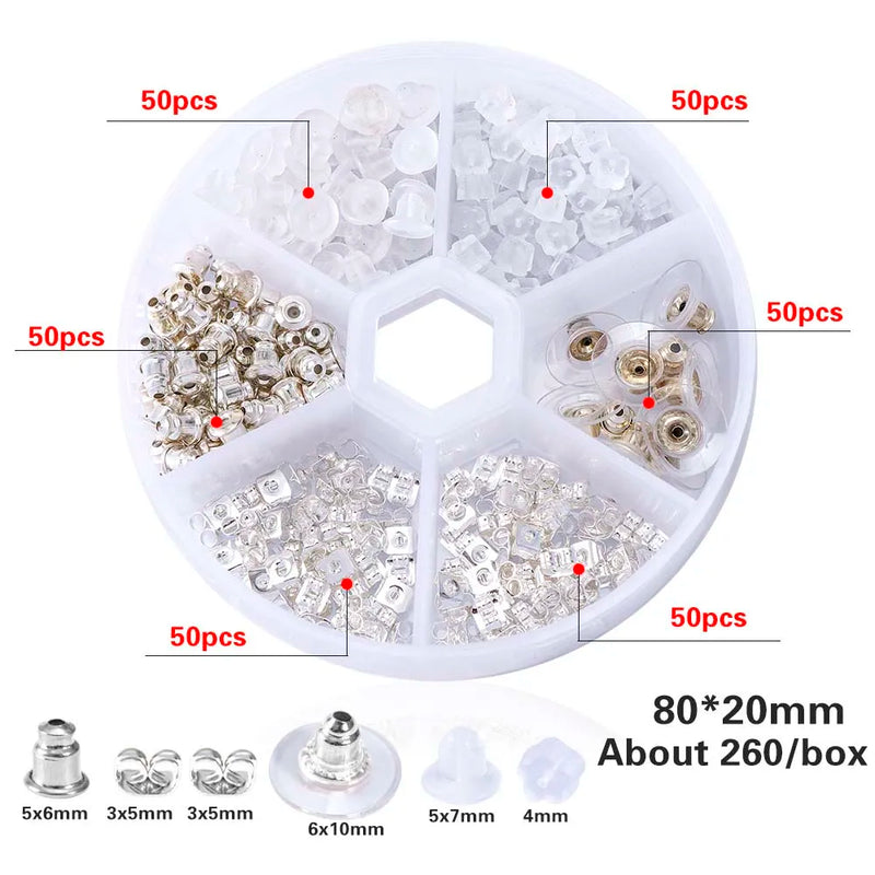 260pcs DIY Jewelry Earring Stopper Mixed Pieces Earring Accessory Kit