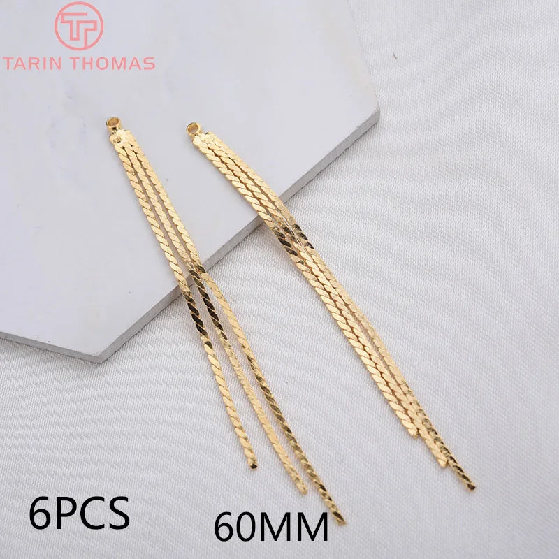 24K Plated Brass Chain Tassel Charms Diy Jewelry Findings