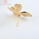 6PCS 15x16MM 1MM 24K Brass Butterfly Stud Earrings for Jewelry Making