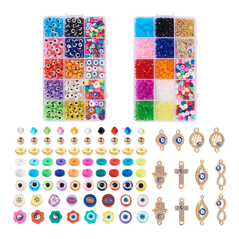 DIY Evil Eye Beads Flower Charms Jewelry Making Kit