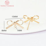 6PCS 18K Brass Bowknot Stud Earrings Jewelry Findings