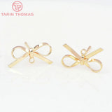 6PCS 18K Brass Bowknot Stud Earrings Jewelry Findings