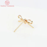 6PCS 18K Brass Bowknot Stud Earrings Jewelry Findings