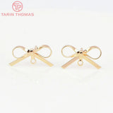 6PCS 18K Brass Bowknot Stud Earrings Jewelry Findings