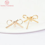 6PCS 18K Brass Bowknot Stud Earrings Jewelry Findings